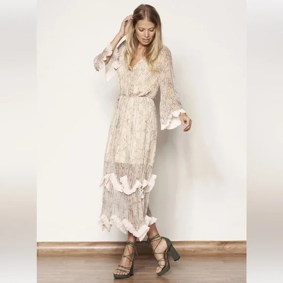 STEVIE MAY Valiant Long Sleeve Ruffle Trim Maxi Dress RRP$350 - Picture 1 of 16